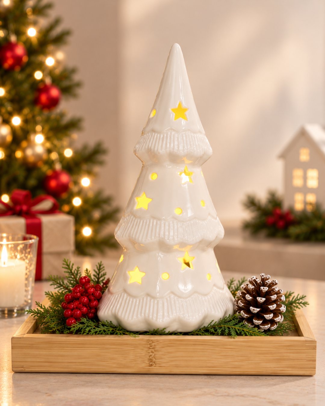 Árbol navideño iluminado