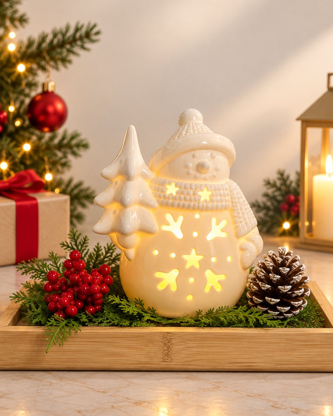 Muñeco de nieve iluminado